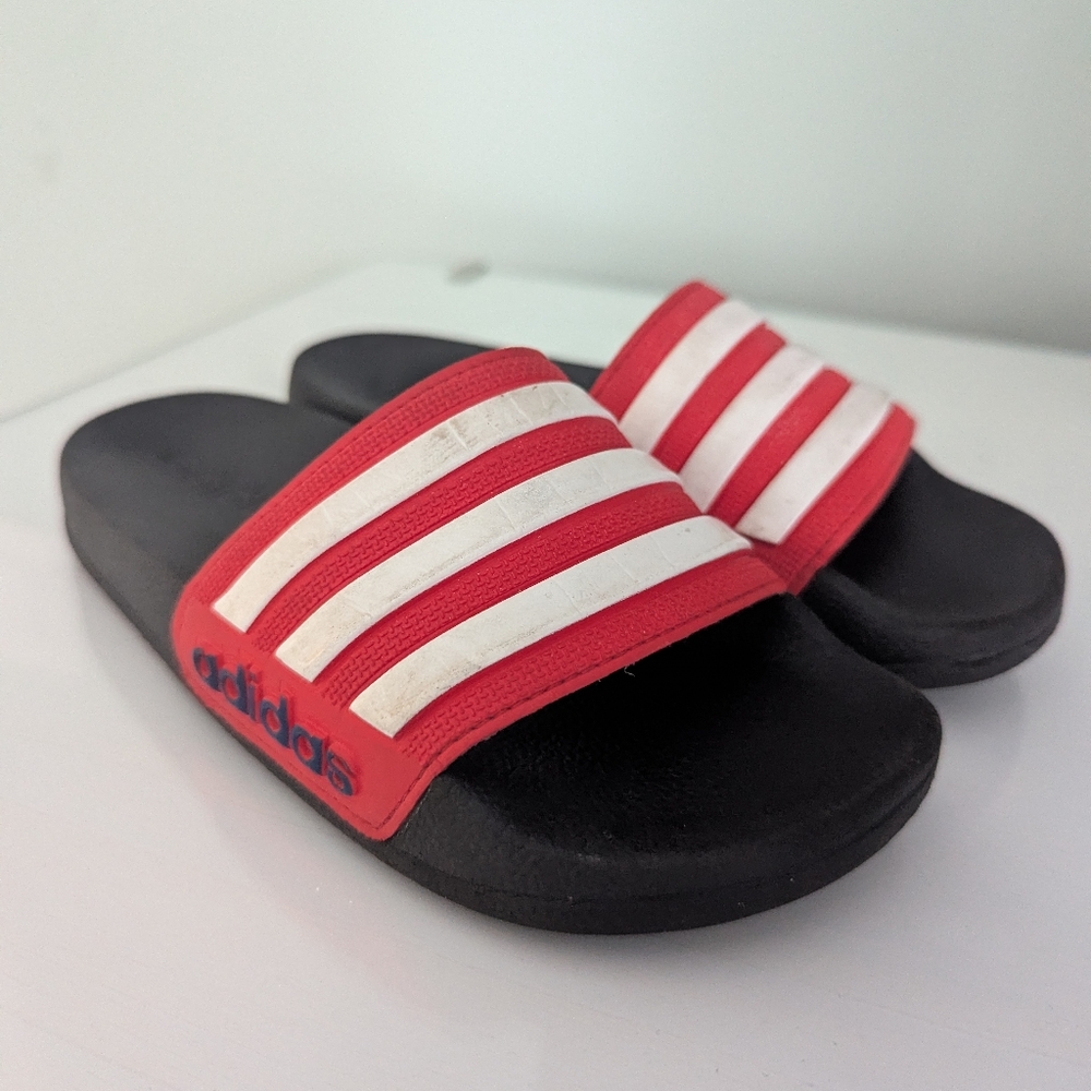 Adidas Kids Slide Sandals - Black, Red, and White